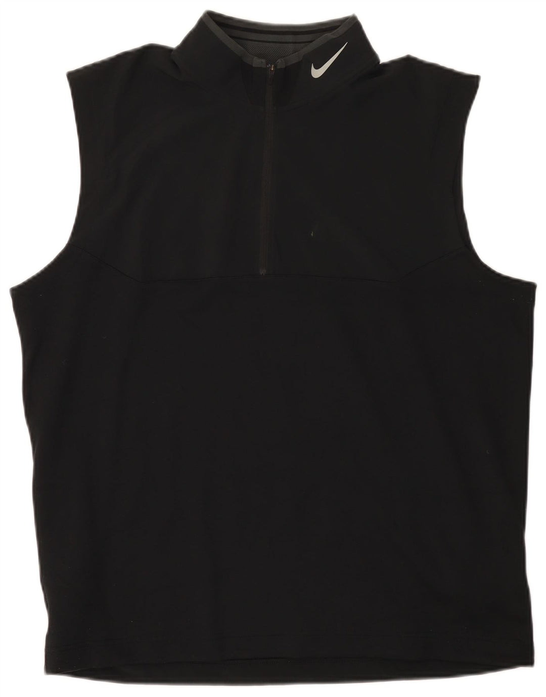 Nike Herren Dri Fit Weste mit Reißverschluss und Halsausschnitt, groß, aus schwarzem Polyester