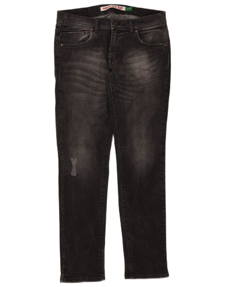 Carrera Herren 717 Distressed Slim Jeans W34 L32 Schwarze Baumwolle
