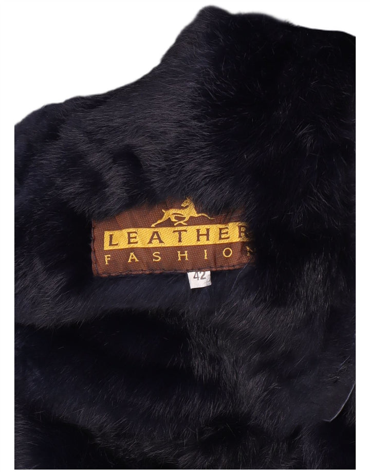 Vintage Damen Wildledermantel EU 42 Großes marineblaues Leder