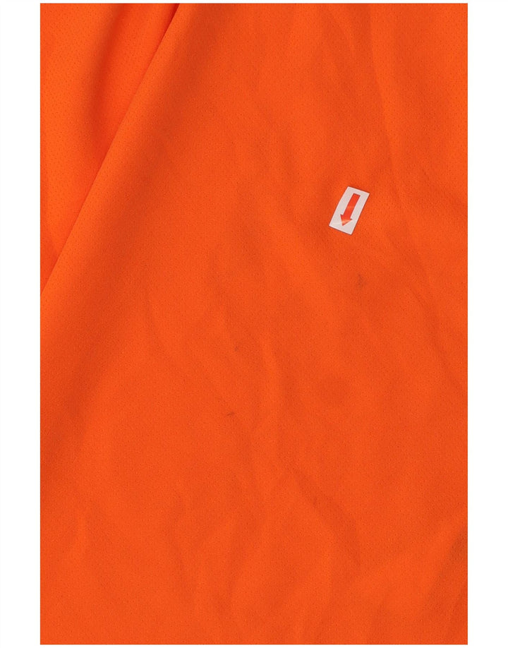 PUMA Herren-T-Shirt-Oberteil, mittelorangefarbenes Farbblock-Polyester
