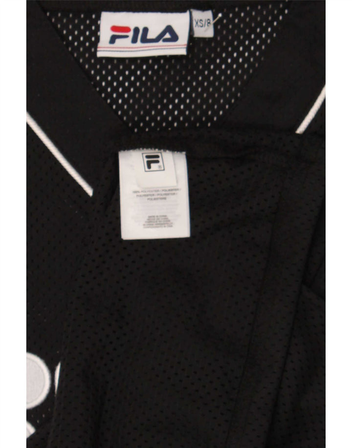 Fila Womens Graphic Oversized Jersey Top UK 6 XS Schwarz Polyester
