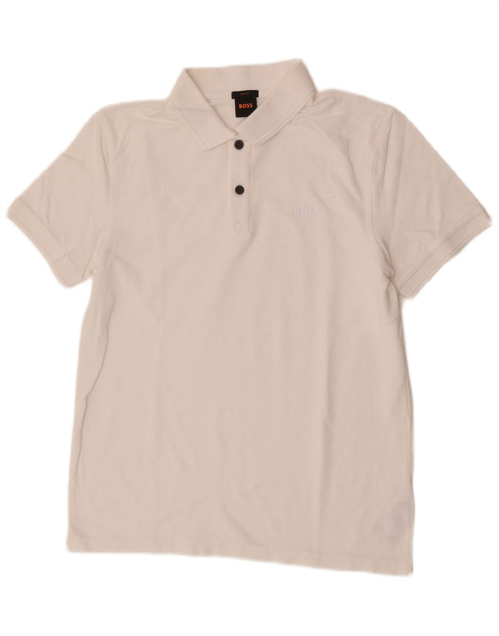 Hugo Boss Slim-Fit-Poloshirt für Herren aus mittelweißer Baumwolle