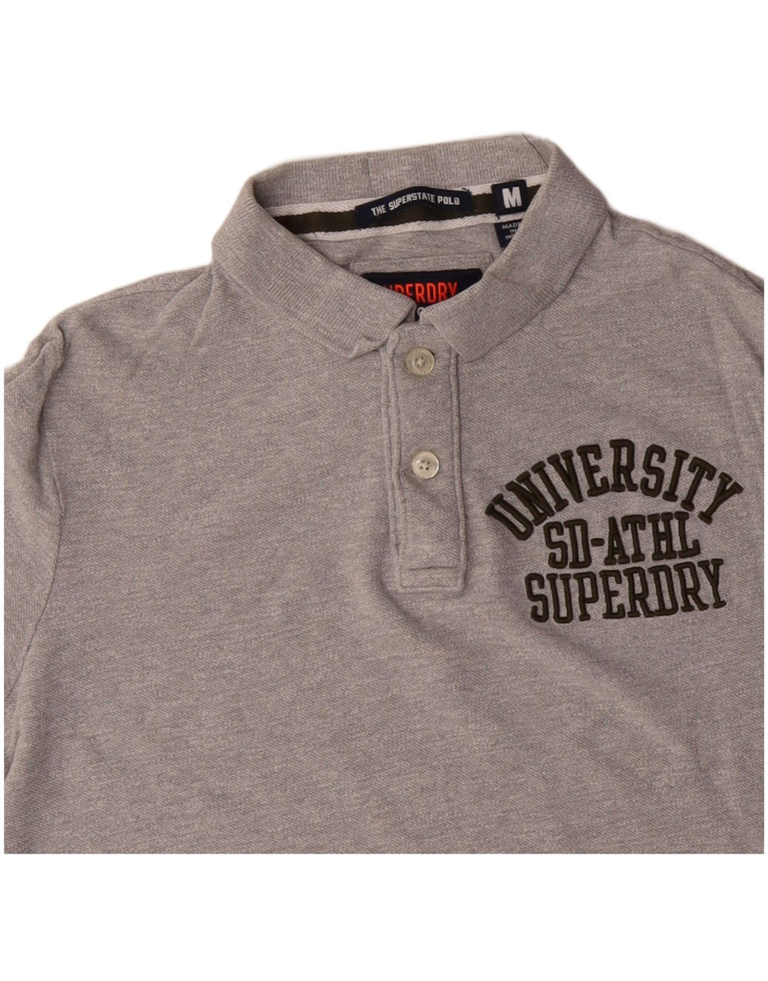 SUPERDRY Herren-Poloshirt aus mittelgrauer Baumwolle mit Grafik