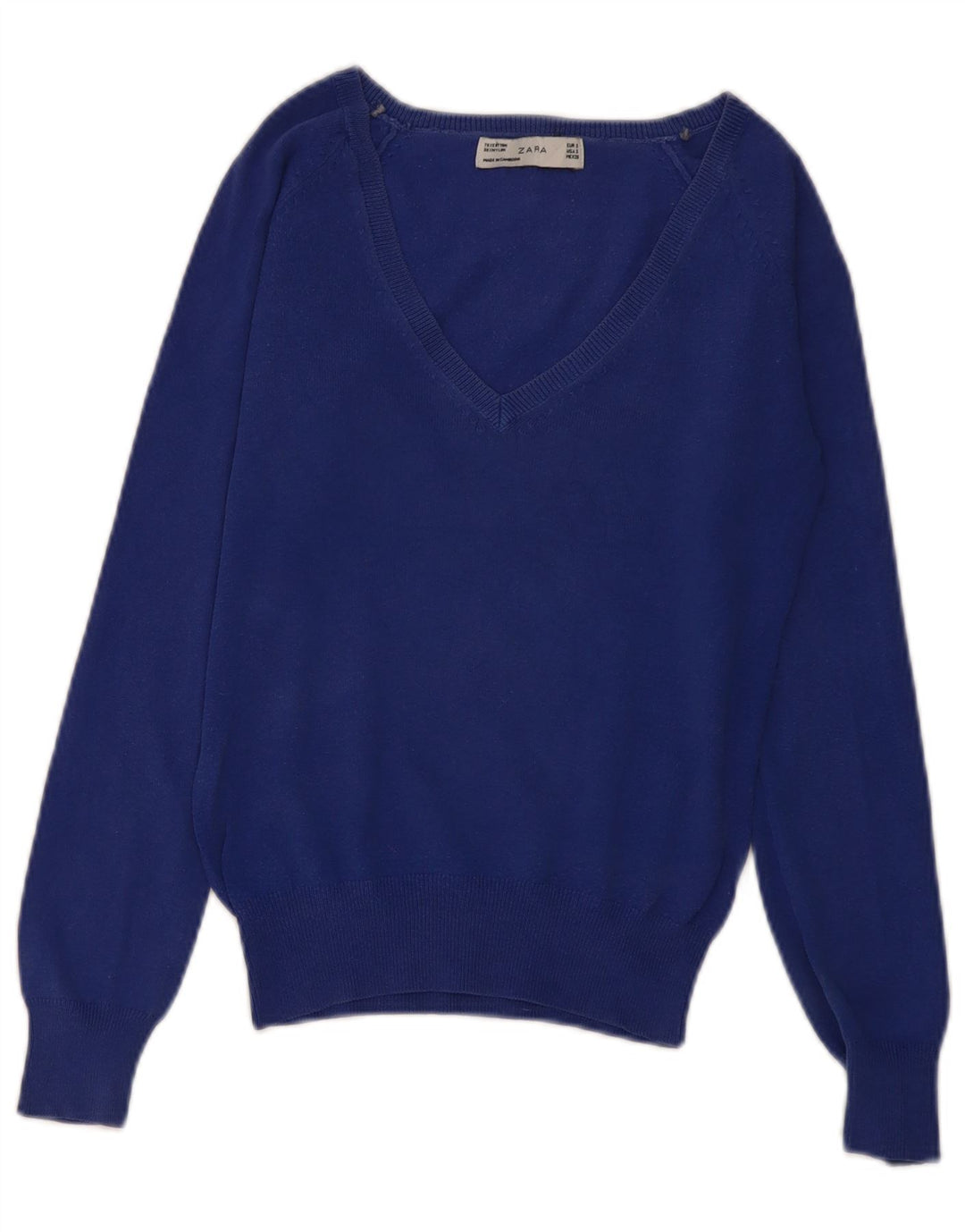 Zara Damen-Pullover mit V-Ausschnitt, Gr. 10, Größe S, Blau