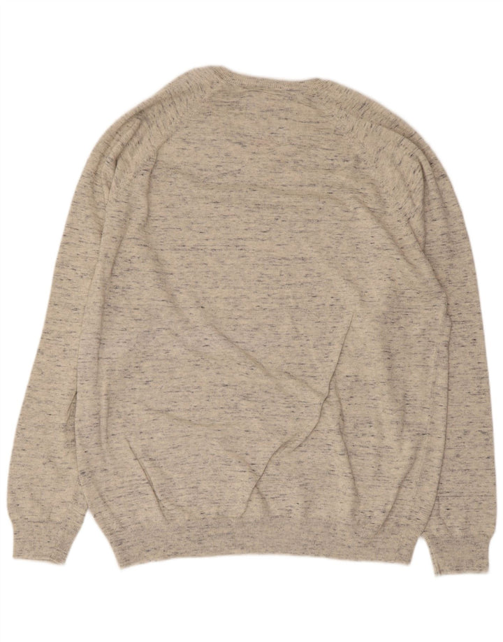 SUPERDRY Herren-Pullover mit V-Ausschnitt, 2XL, grau meliert, Baumwolle