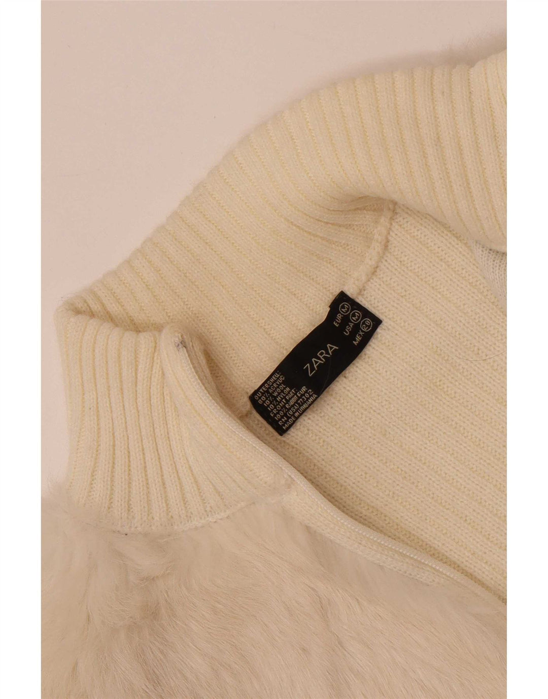 Zara Damen Strickjacke UK 12 Medium Off White Acryl