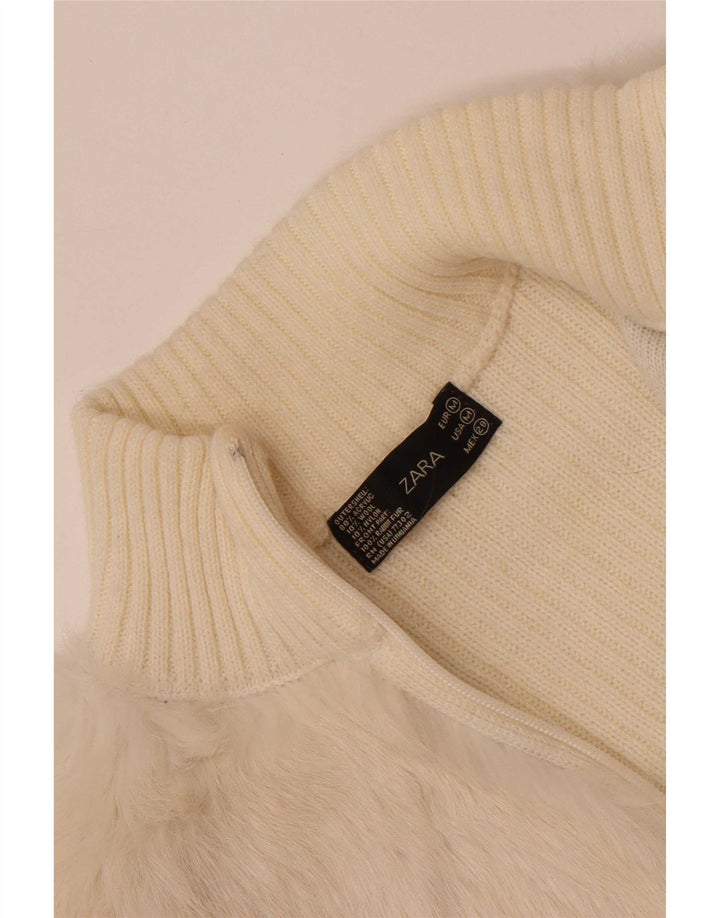 Zara Damen Strickjacke UK 12 Medium Off White Acryl