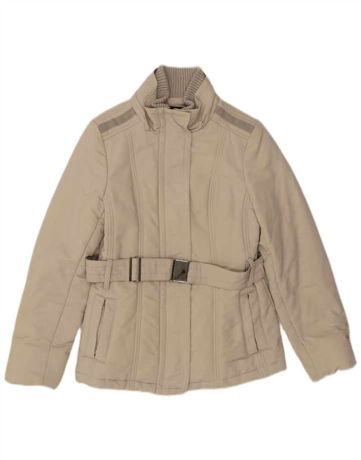 Zara Damen Wattierte Jacke UK 12 Mittelbeige Baumwolle