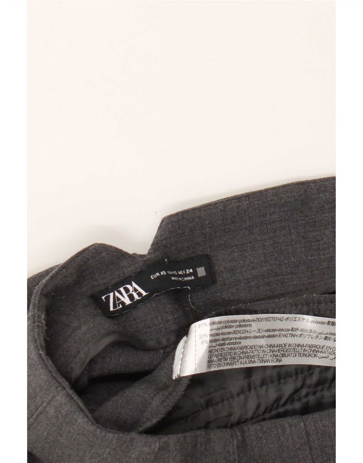 Zara Damen Tapered Anzughose XS W24 L24 Grau Polyester