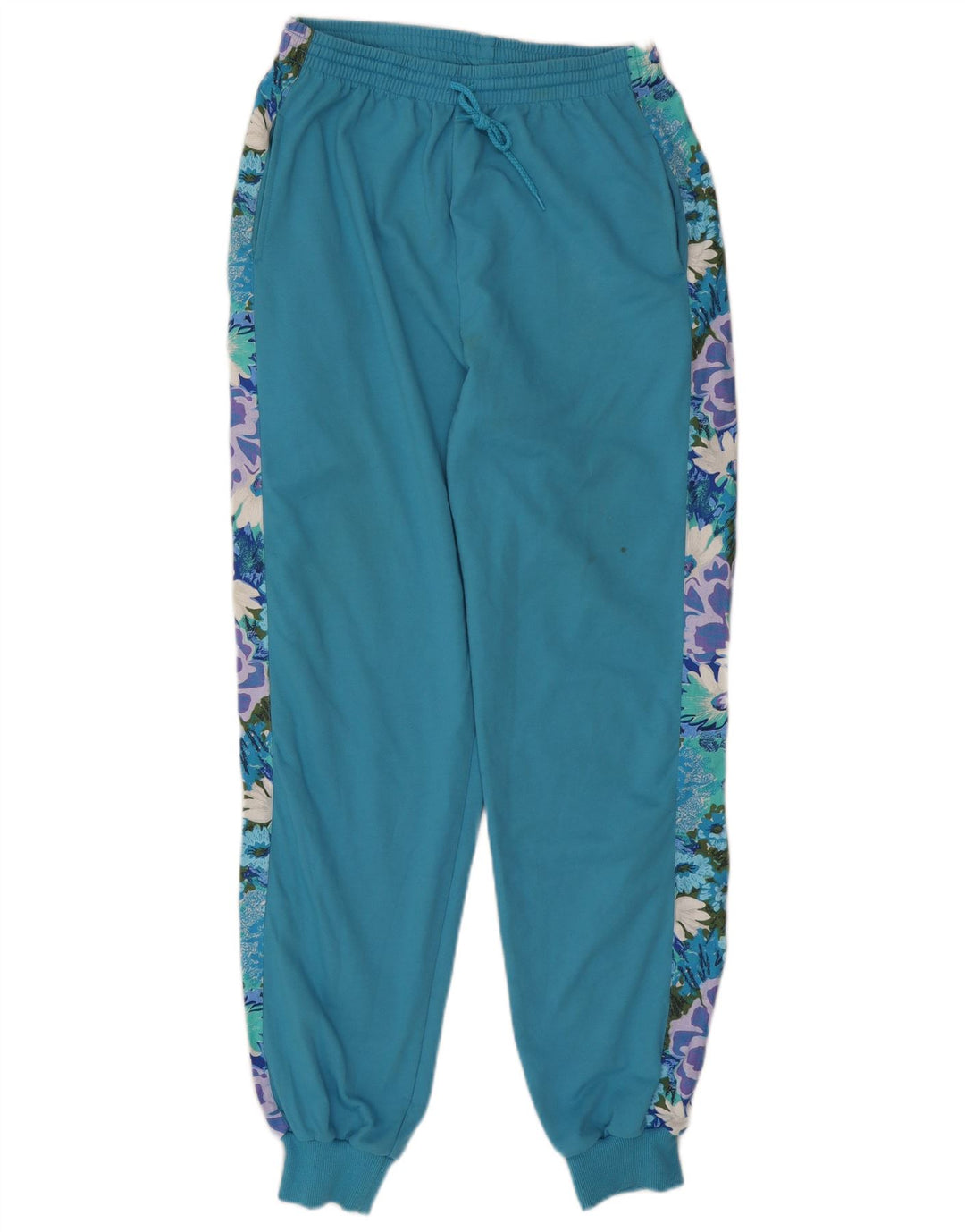 VINTAGE Damen-Trainingsanzug, UK 14/16, großes blaues Blumenmuster, Polyester