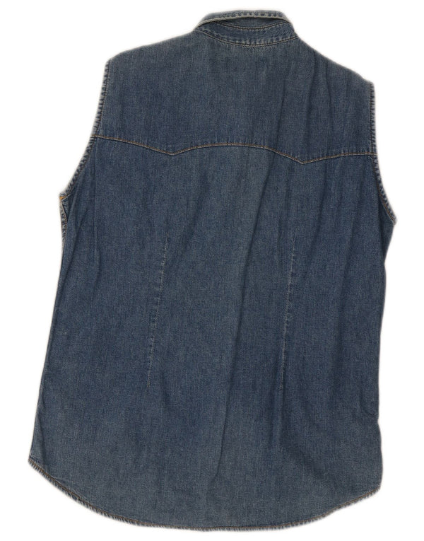 Lee Damen ärmelloses Jeanshemd, UK 14, große blaue Baumwolle