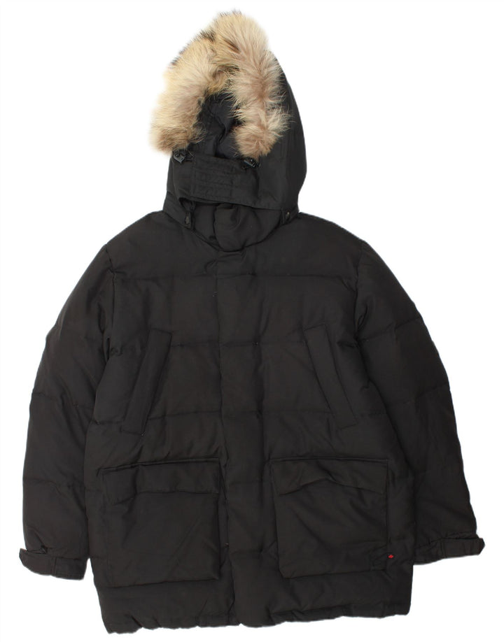 Dubin wattierte Herrenjacke mit Kapuze, UK 38, Mittelschwarz, Polyester