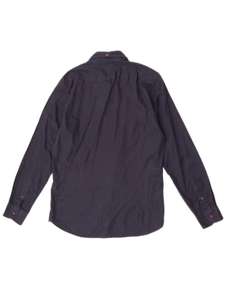 Ted Baker Herrenhemd, Größe 3, mittelgroß, marineblau, Nadelstreifen-Baumwolle