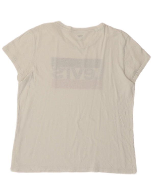 LEVI'S Damen Grafik-T-Shirt-Oberteil UK 16 Large Weiß