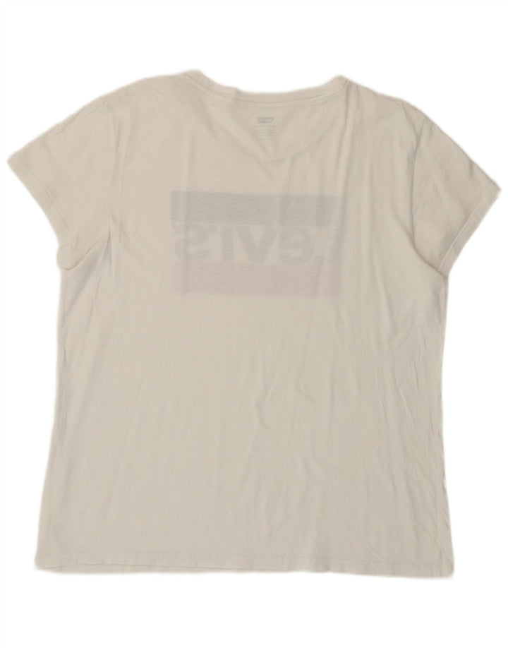 LEVI'S Damen Grafik-T-Shirt-Oberteil UK 16 Large Weiß