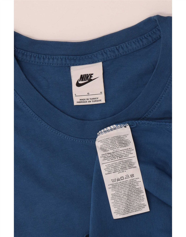 Nike Herren T-Shirt Top Large Blau Baumwolle
