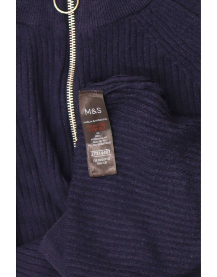 Marks & Spencer Damen Pullover mit Reißverschluss am Hals, Gr. 10, Marineblau