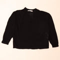 Zara Damen-Pullover, übergroß, 3/4-Ärmel, V-Ausschnitt, Gr. 14, mittelschwarz