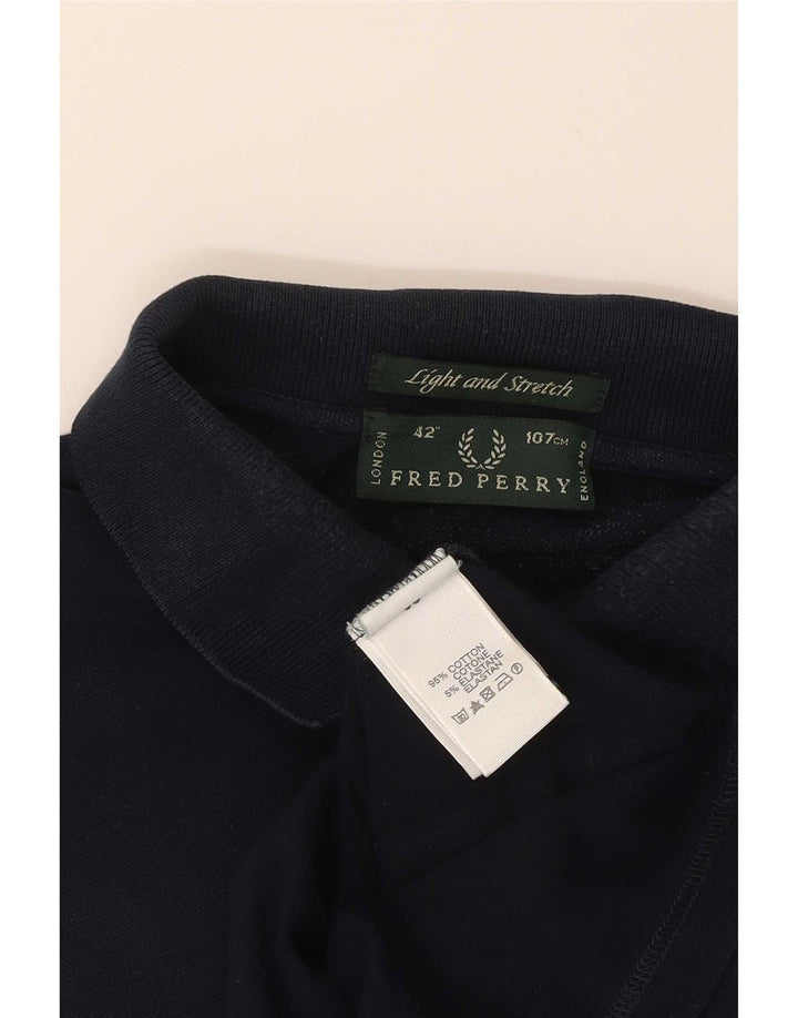 Fred Perry Herren-Poloshirt, Größe 42, mittelmarineblaue Baumwolle