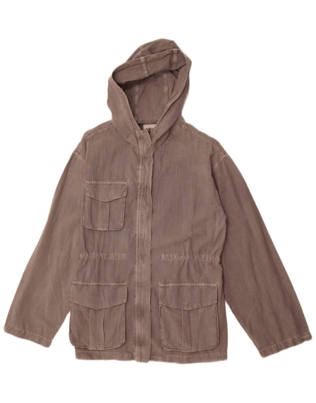 Zara Utility-Jacke mit Kapuze für Mädchen, 13–14 Jahre, graue Baumwolle