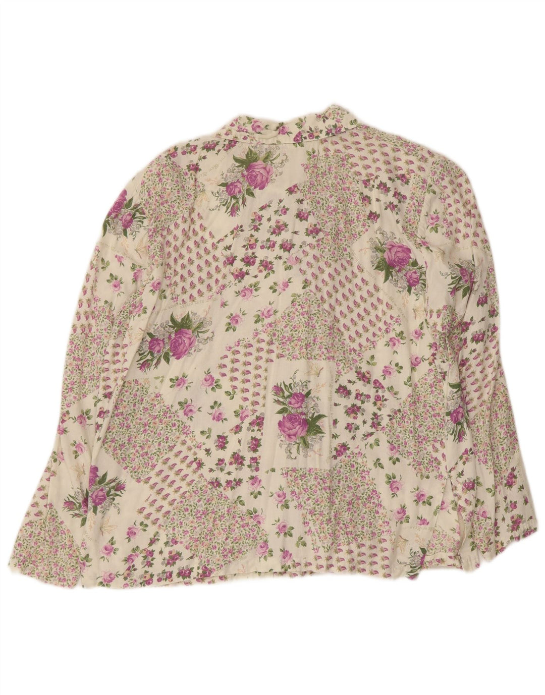 Vintage Damen Shirt UK 16 Großes mehrfarbiges Blumenmuster