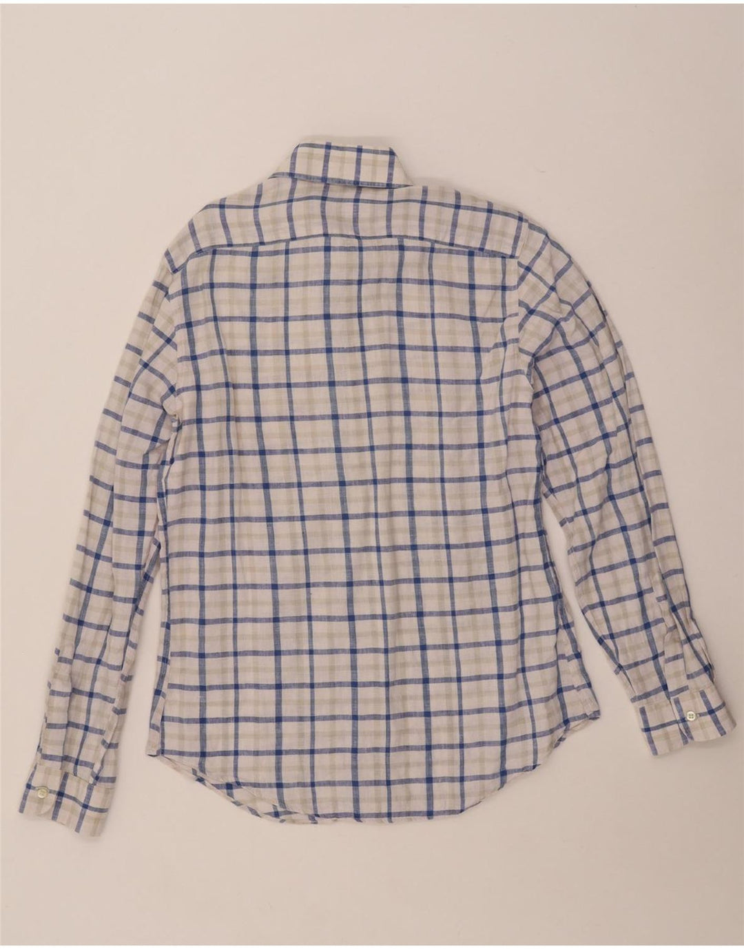 ARMANI JEANS Herrenhemd Mittelblau kariertes Leinen