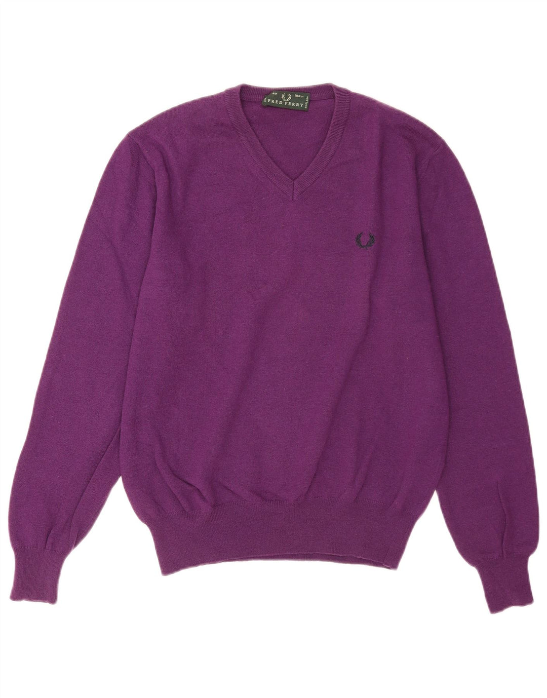 Fred Perry Herren-Pullover mit V-Ausschnitt aus mittelvioletter Wolle