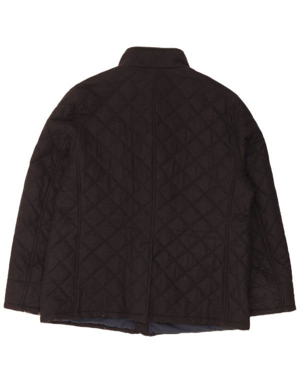 Vintage Herren Steppjacke IT 60 4XL Marineblaue Wolle