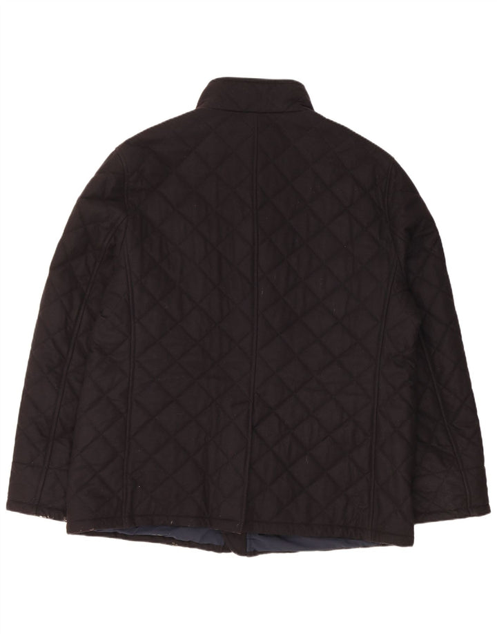 Vintage Herren Steppjacke IT 60 4XL Marineblaue Wolle