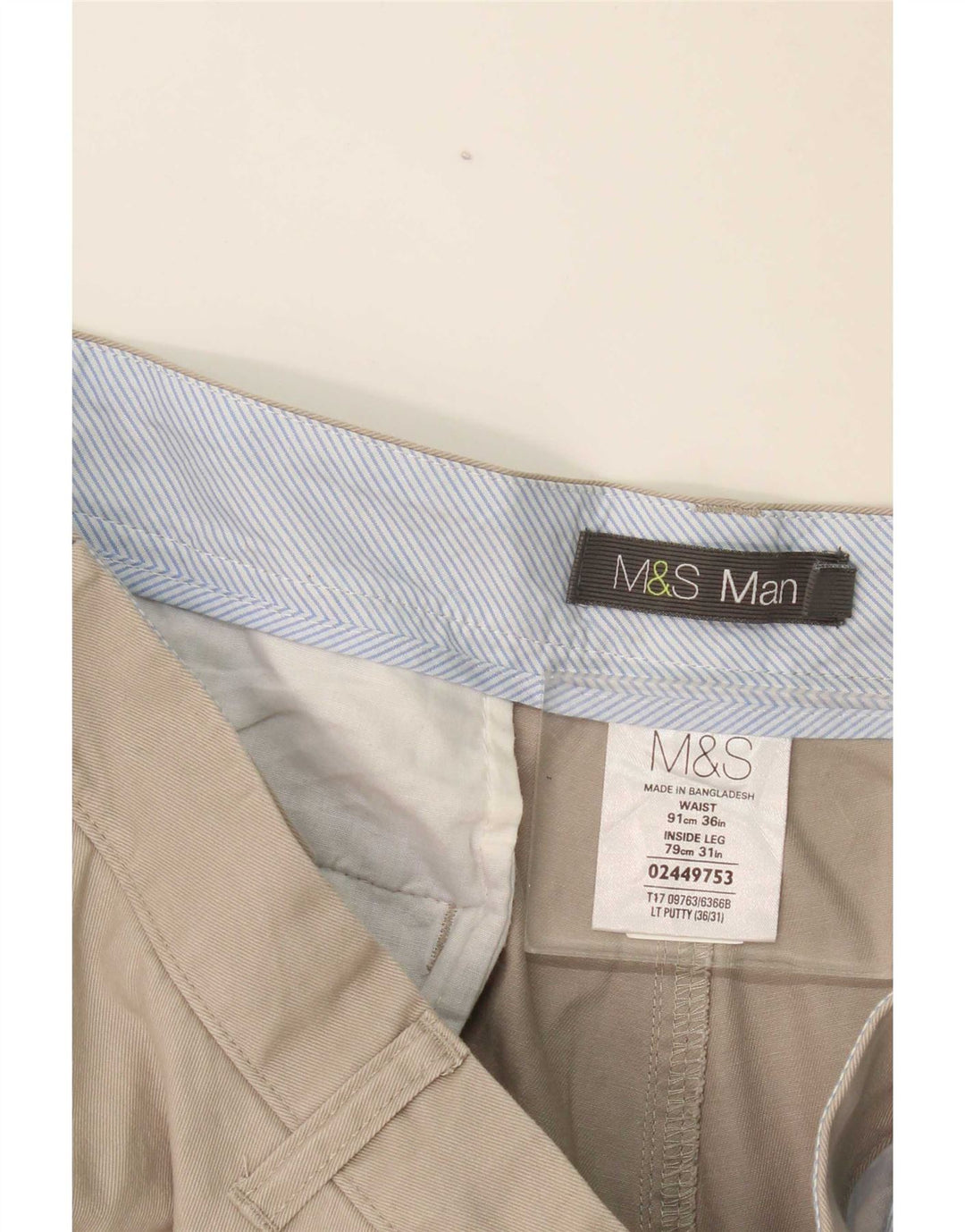 Gerade Herren-Chinohose von Marks & Spencer, W36, L31, grau, Polyester