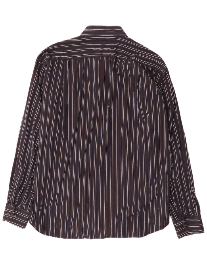 Roccobarocco Herrenhemd Größe 43 17 XL grau gestreifte Baumwolle