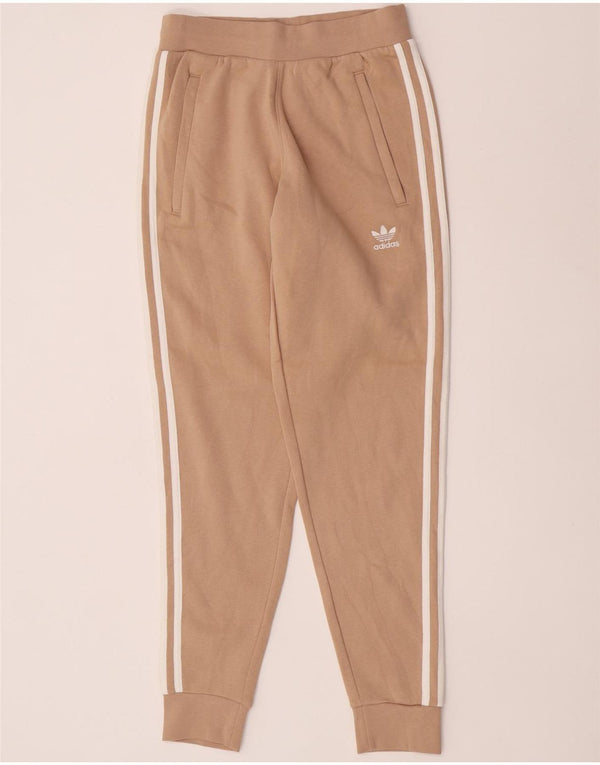 Adidas Damen Trainingshose Jogger UK 8 Small Beige Baumwolle