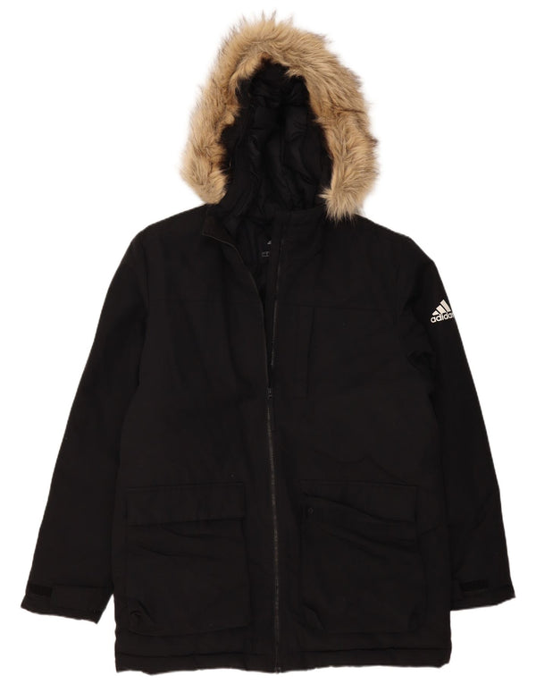 Adidas Herren Kapuzenmantel, gepolstert, UK 40, Größe L, Schwarz, Polyester