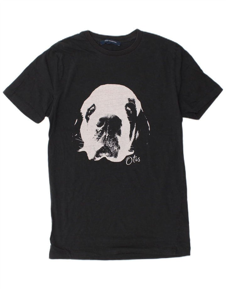 French Connection Herren-T-Shirt mit Grafik, Größe S, schwarze Baumwolle