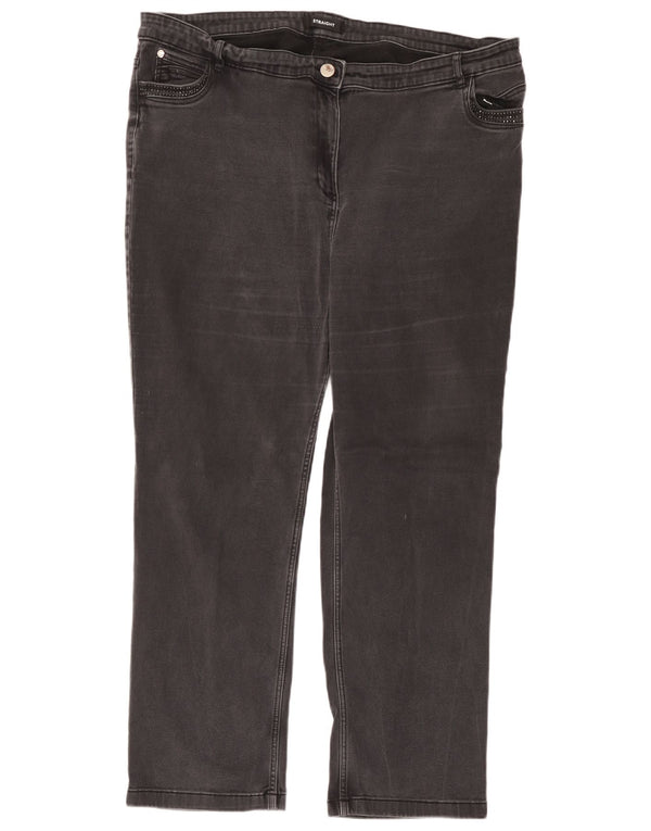 Marks & Spencer Damen Straight Jeans UK 24 4XL W40 L28 Schwarze Baumwolle