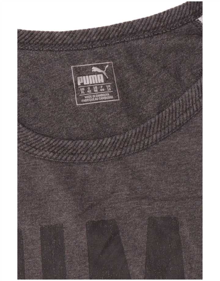 Puma Damen Crop Graphic Sweatshirt Pullover UK 16 Large Grau