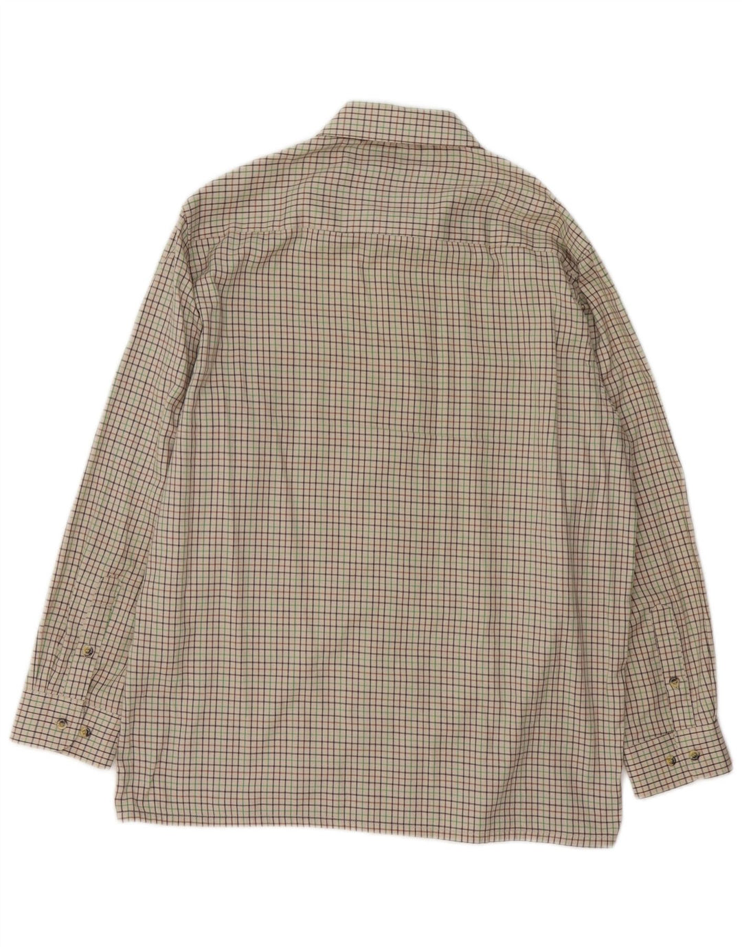 Vintage Herrenhemd Größe 16 1/2 Large Beige Karo Polyester