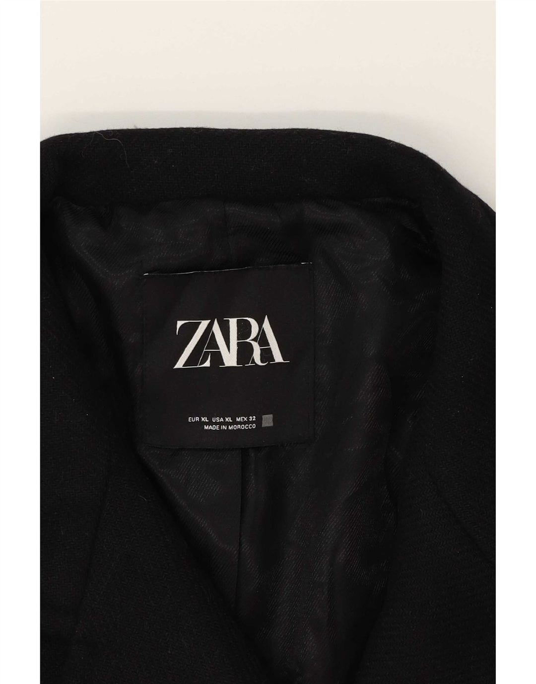 Zara Damen Zweireihiger Mantel UK 18 XL Schwarz