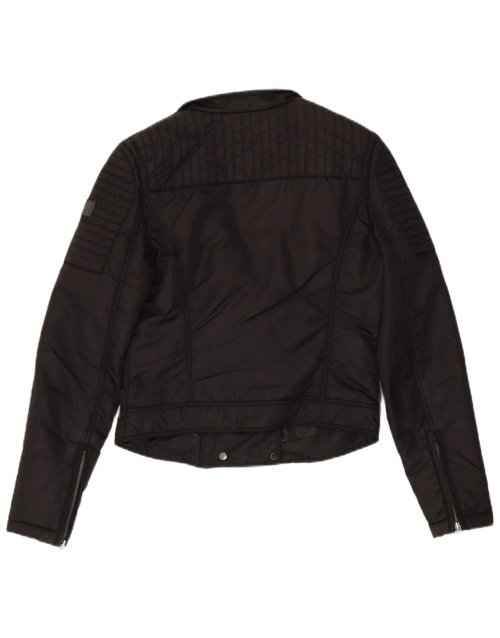 Replay Damen Crop Bikerjacke UK 12 Medium Schwarz