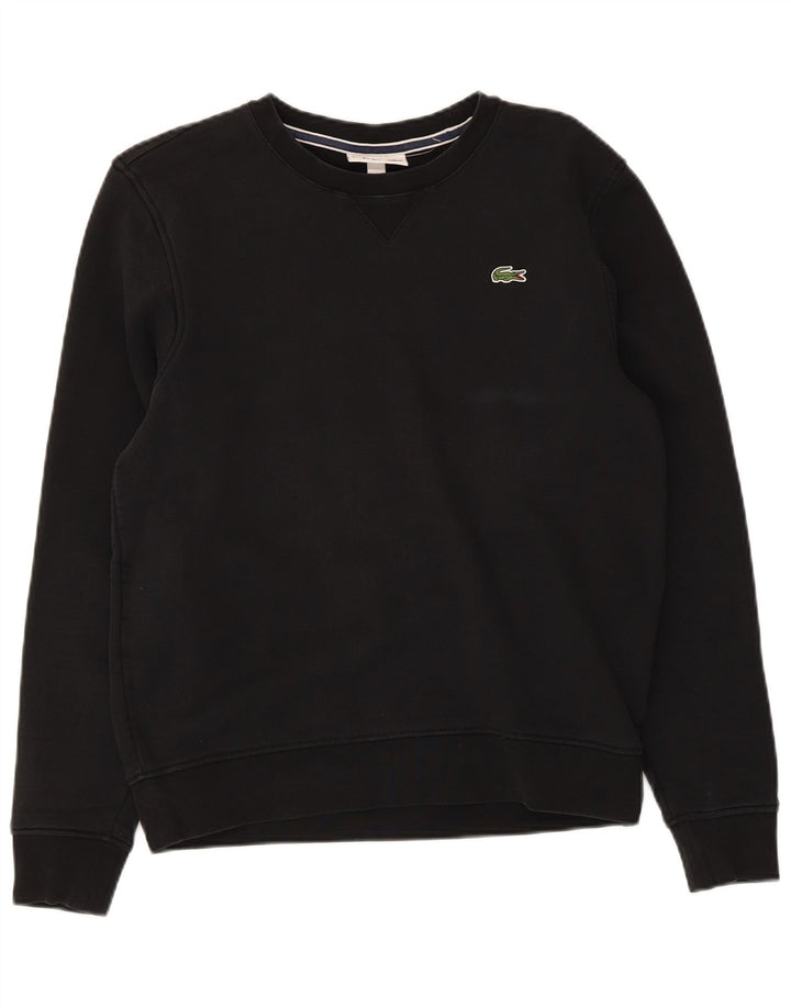 Lacoste Damen-Sweatshirt mit regulärer Passform, Größe 3, klein, schwarze Baumwolle