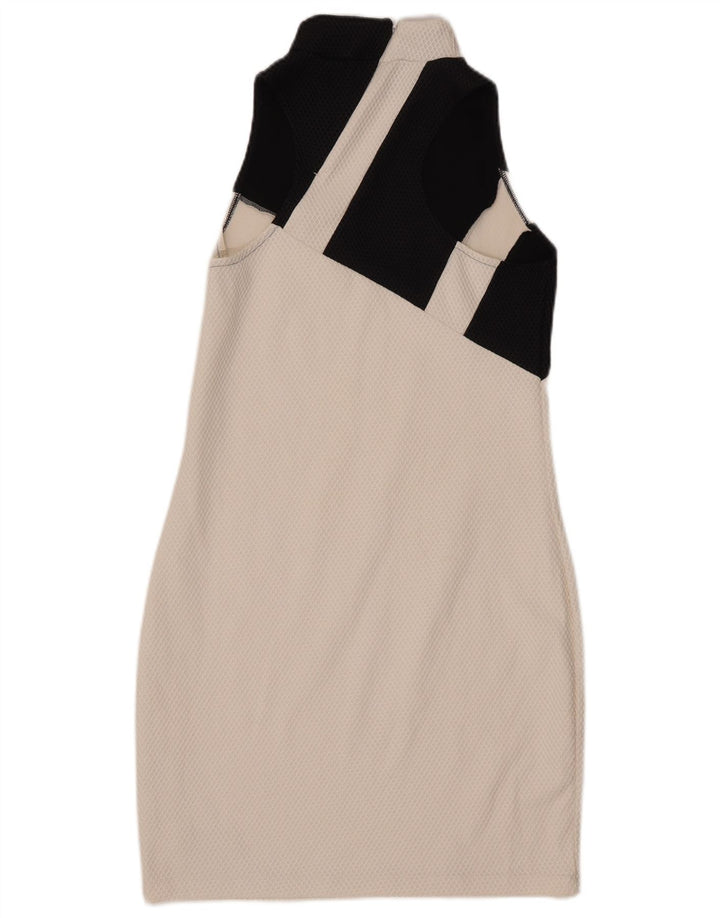 ADIDAS Damen Grafik-Bodycon-Kleid UK 16 Large Weiß Colourblock