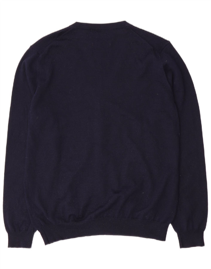 Marks & Spencer Herren-Strickjacke, groß, marineblaue Merinowolle