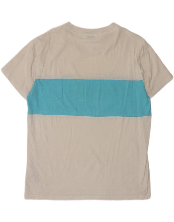Calvin Klein Damen Grafik-T-Shirt-Oberteil UK 16 Large Weiß Farbblock