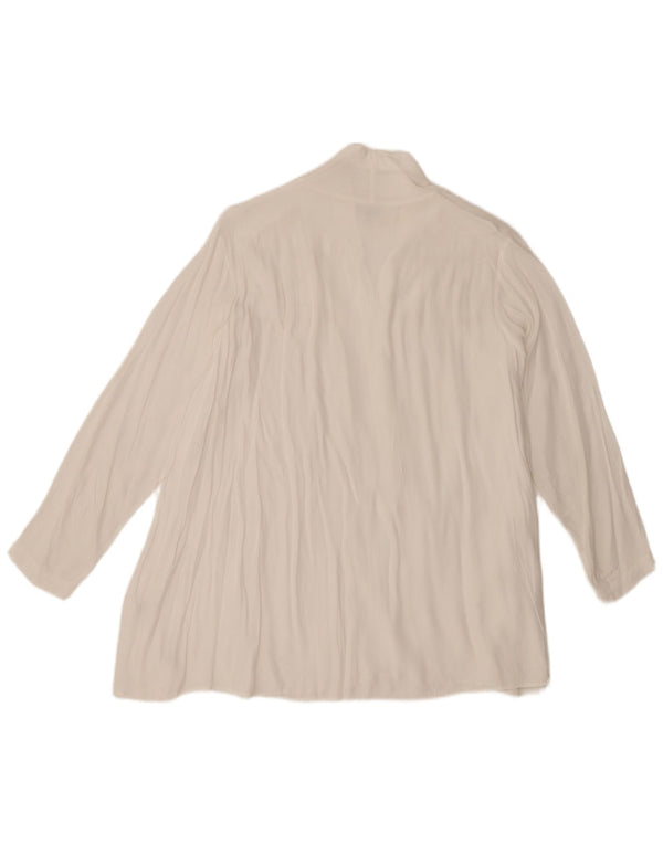 Benetton Damen Langarm-Hemdbluse UK 14 Mittelweiße Viskose