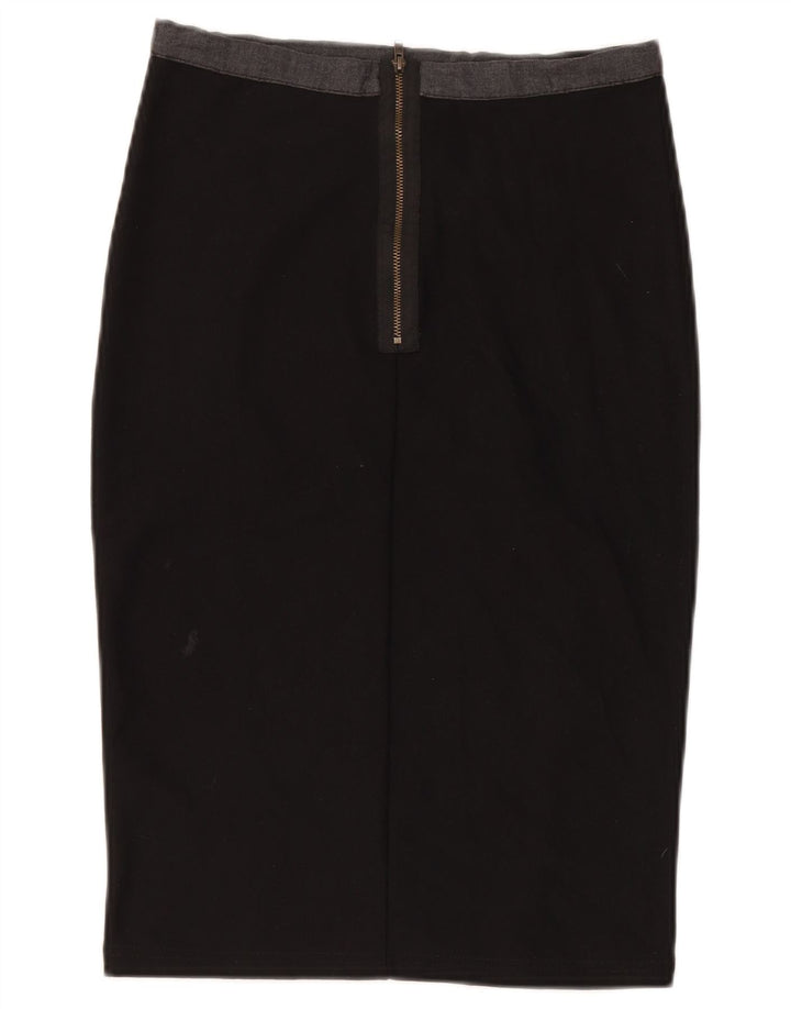 Topshop Damen Bleistiftrock UK 10 Small W28 Schwarz Polyester