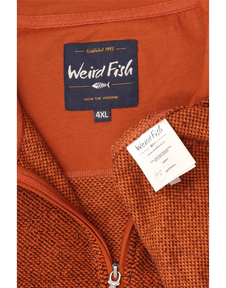 Weird Fish Herren-Fleecepullover mit Reißverschluss am Hals, 4XL, braun, Polyester