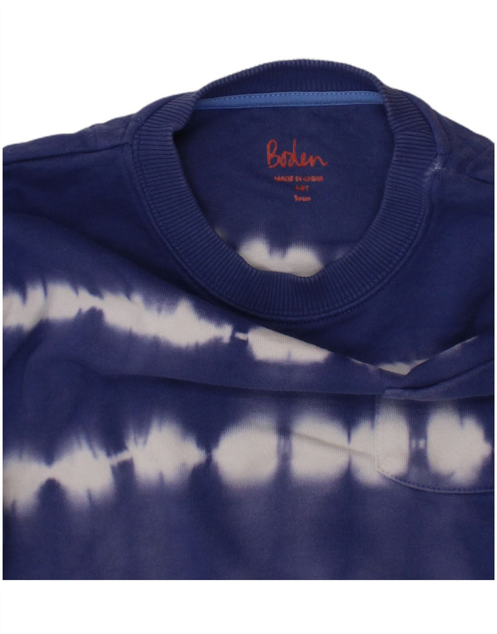 BODEN Mädchen-Sweatshirt-Pullover, 4–5 Jahre, blaue Batik-Baumwolle