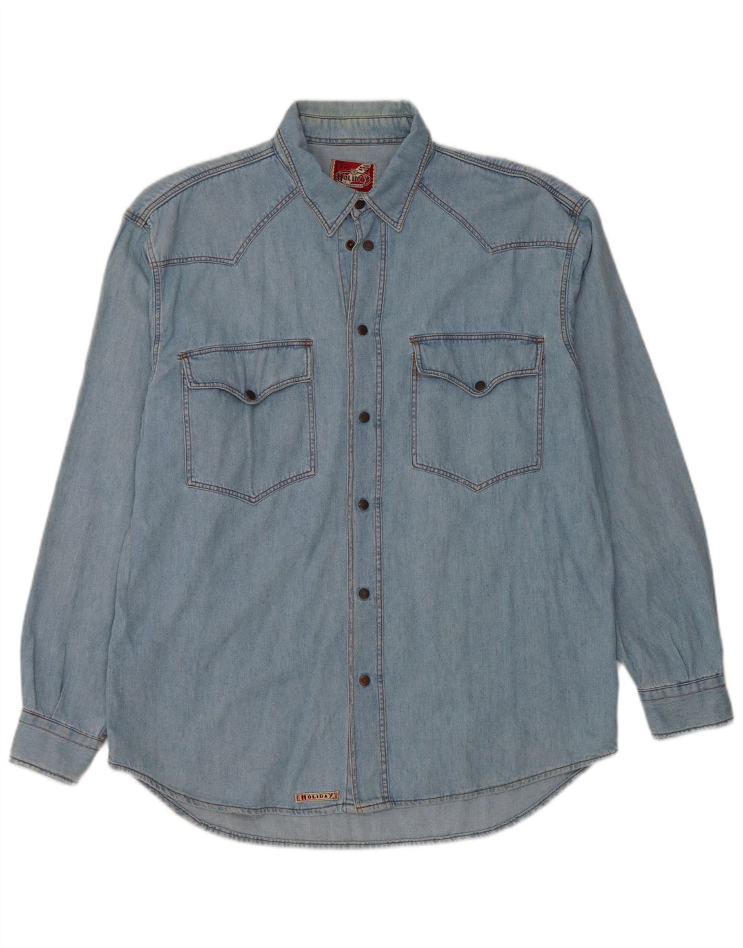 HOLIDAY Herren-Jeanshemd aus mittelblauer Baumwolle