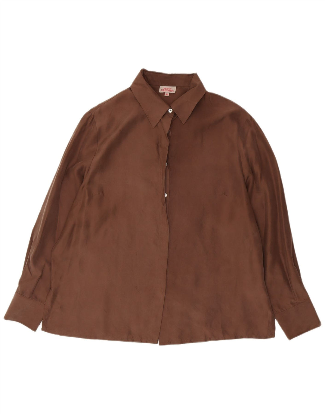 Egon Furstenberg Damen Hemd IT 49 XL Braune Seide