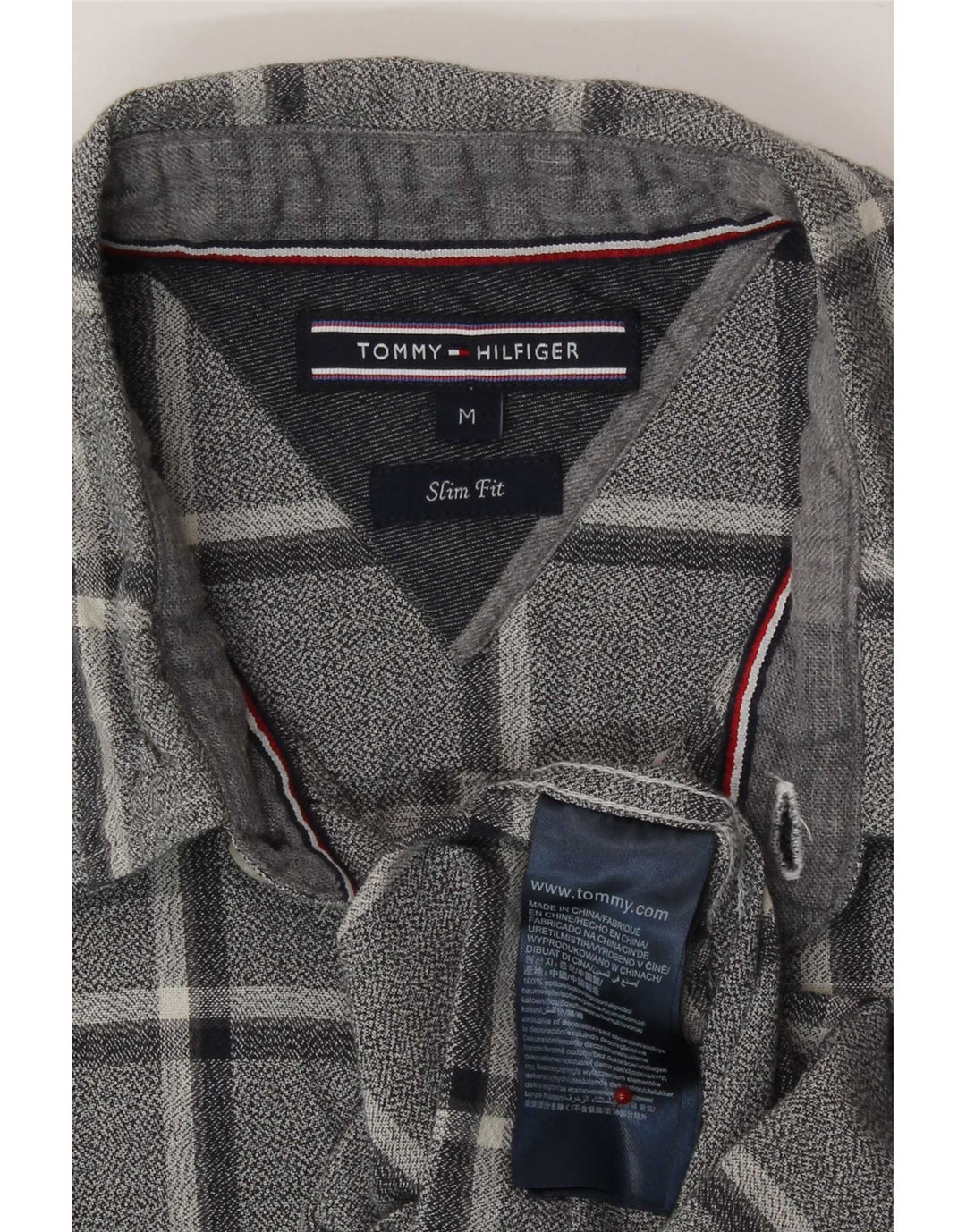 Tommy Hilfiger Herren-Flanellhemd mit schmaler Passform, mittelblau, kariert, Baumwolle